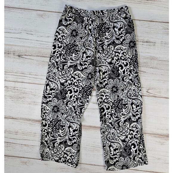 JM Collection Black and White Paisley Print Loose Soft Pants sz M - Picture 4 of 4